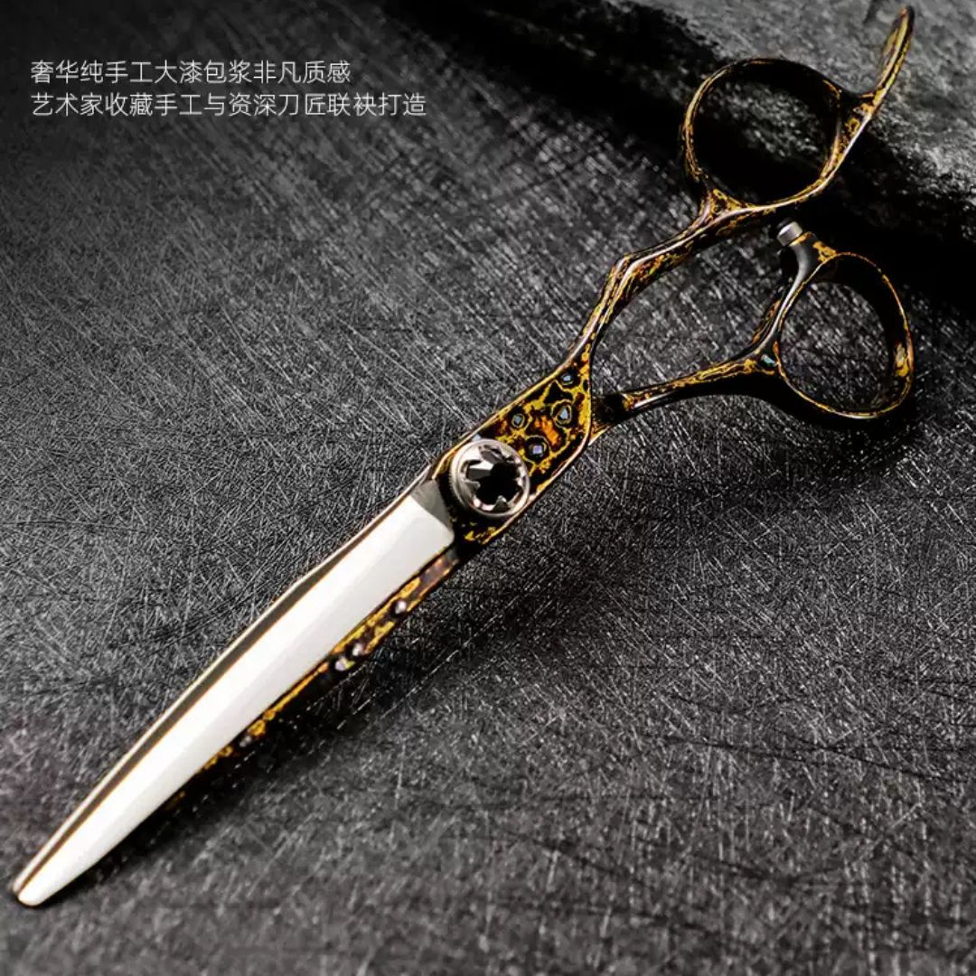 High-end flat cut by big black and gold hairstylist